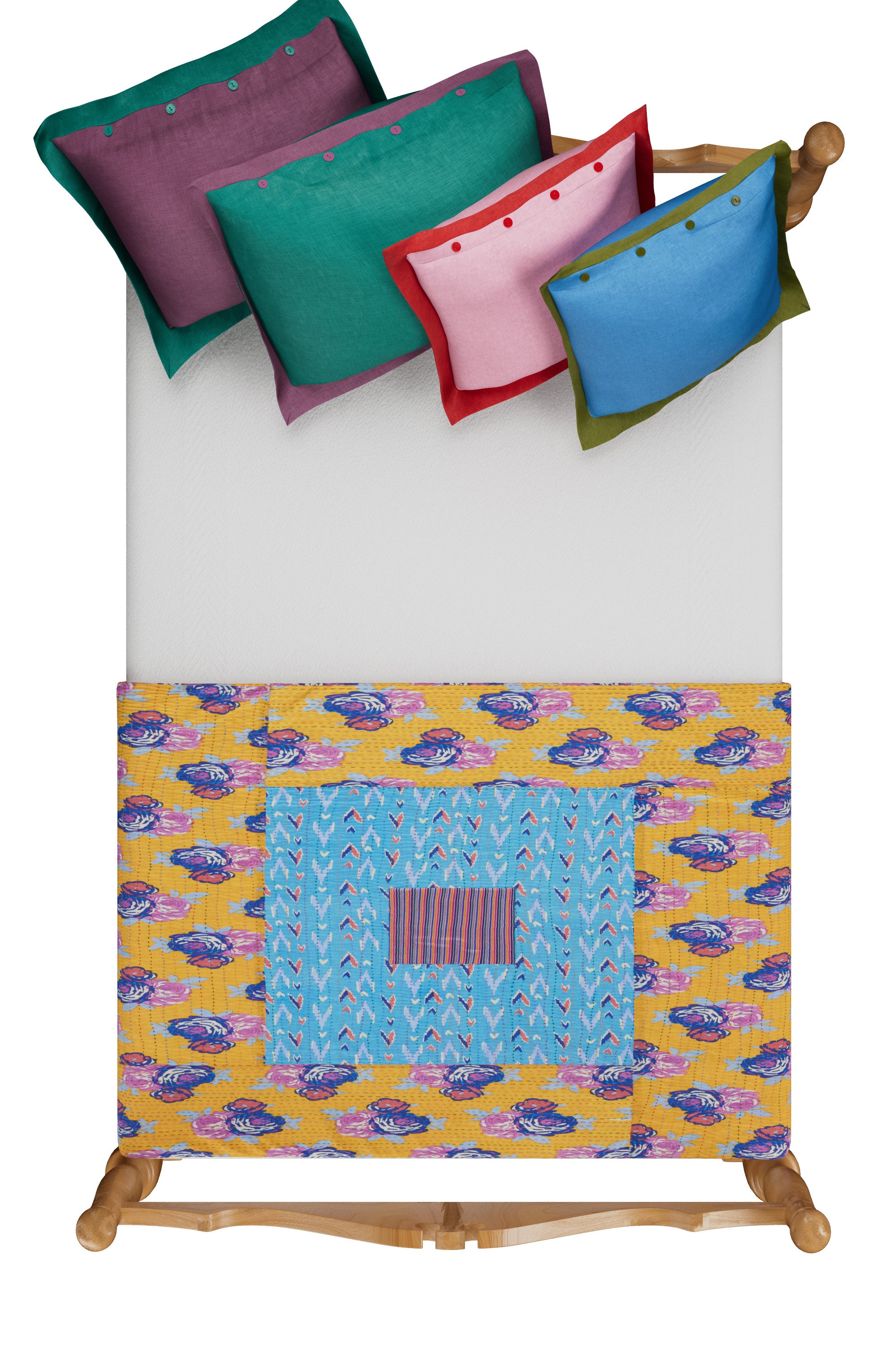 RECO PRIX : 350 // Reversible gudri 130x180 cm Ikat arrow light blue