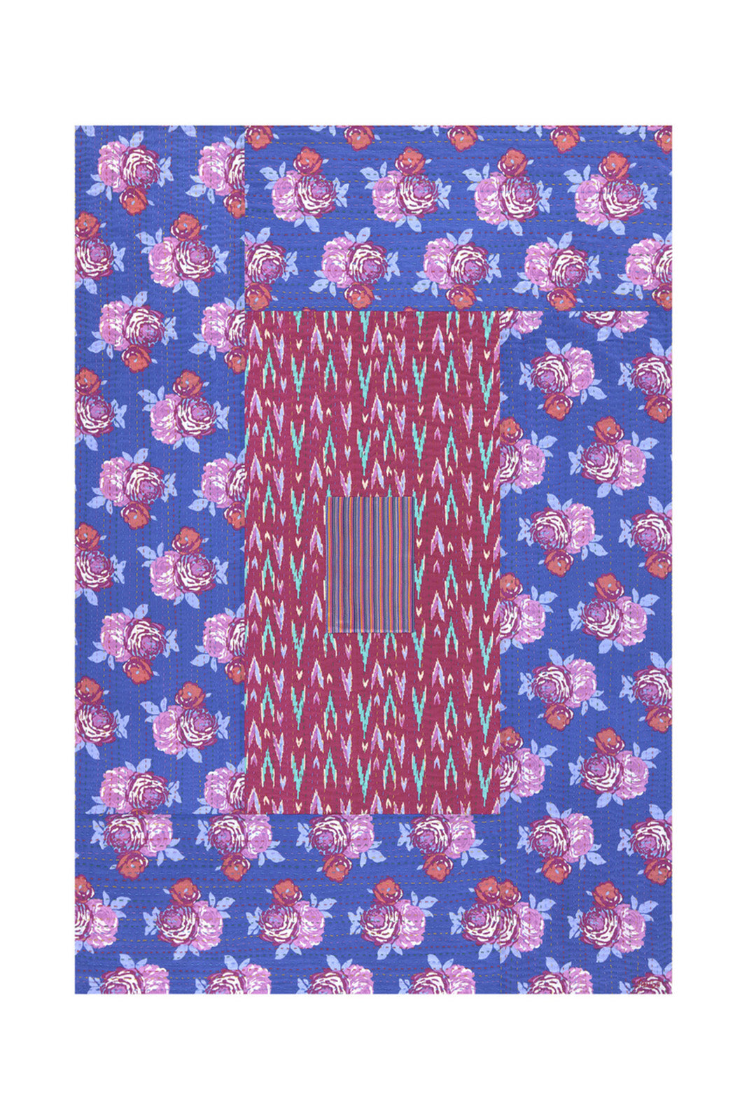 RECO PRIX : 350 // Reversible gudri 130x180 cm Ikat arrow magenta