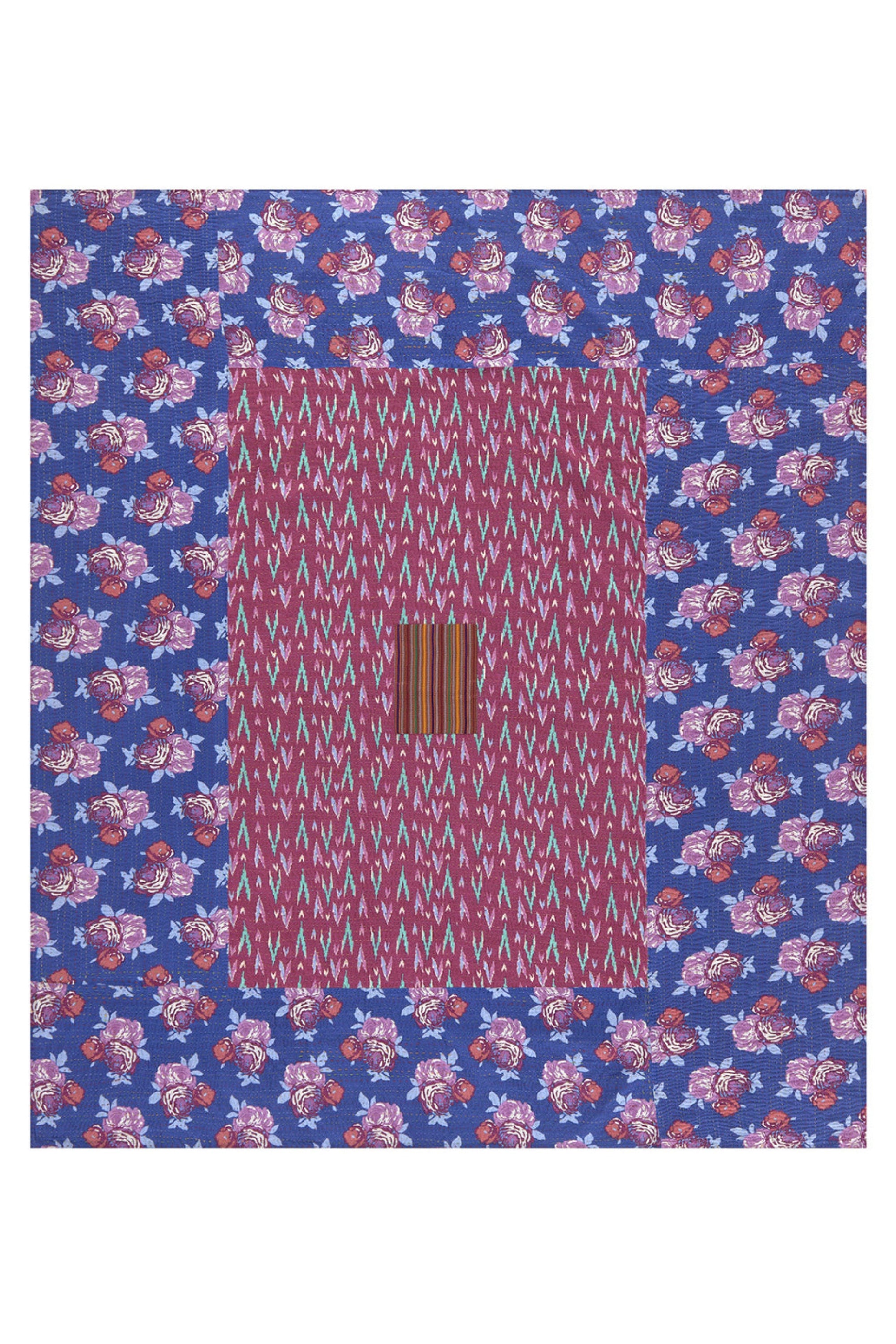 Reversible cotton Ikat throw - Purple