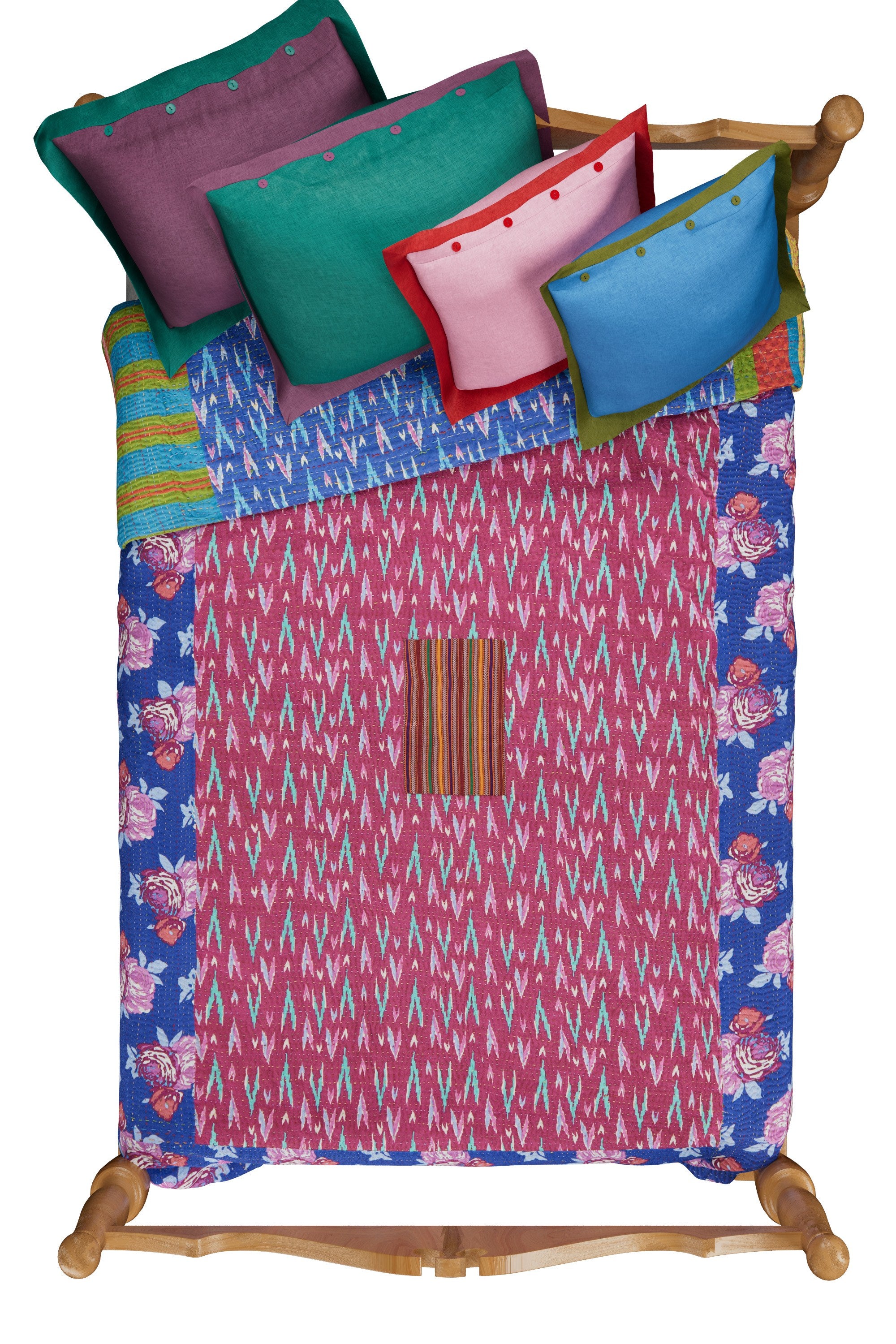 RECO PRIX : 455 // Reversible gudri 220x250 cm Ikat arrow magenta