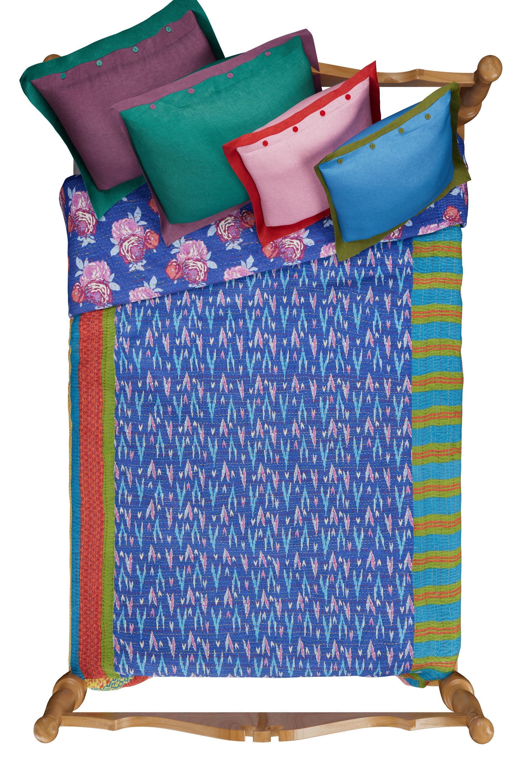 RECO PRIX : 455 // Reversible gudri 220x250 cm Ikat arrow magenta