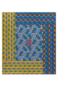 Reversible 'Three Flower Pervinch' cotton throw - Blue