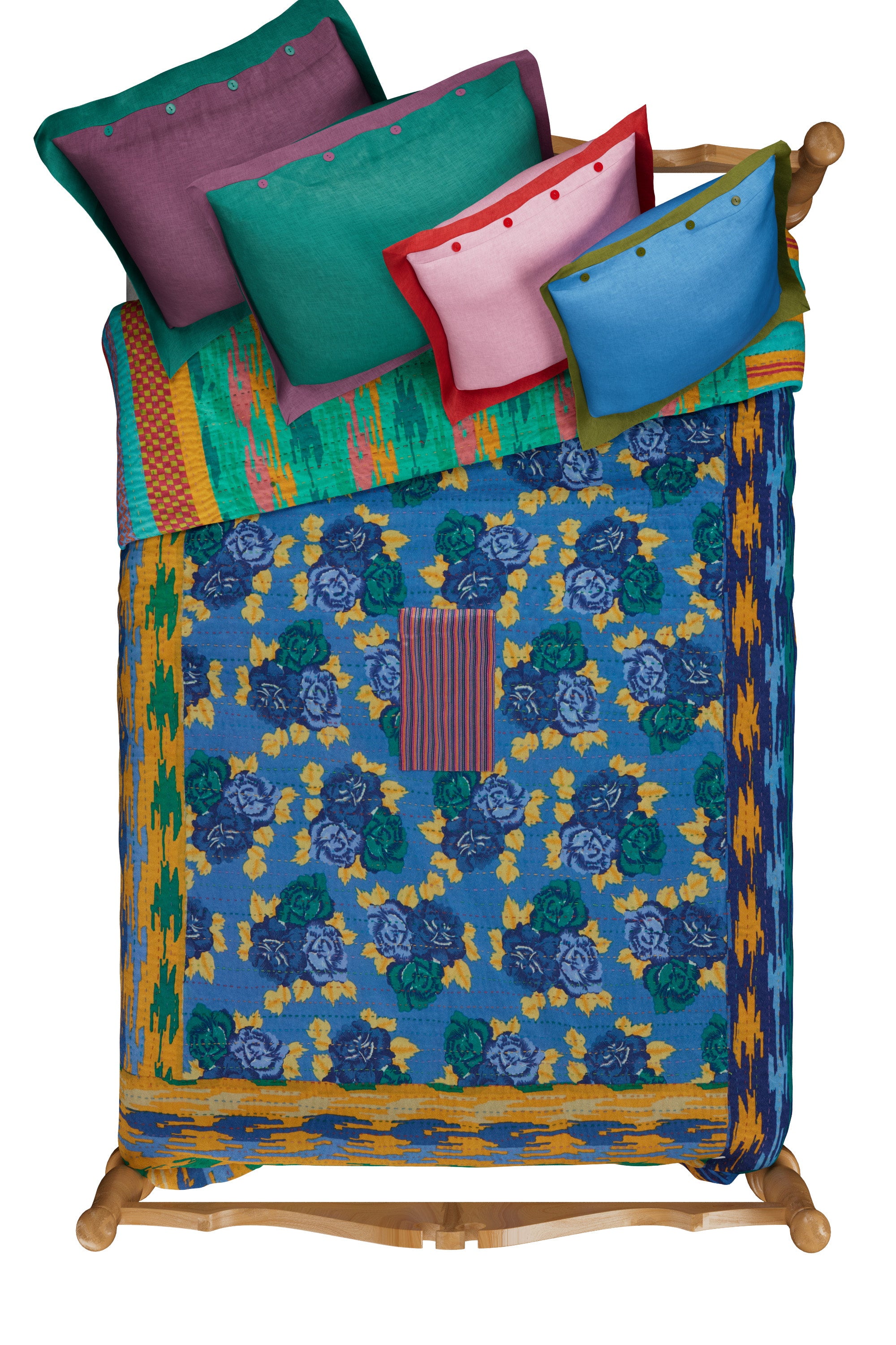 RECO PRIX : 455 // Reversible gudri 220x250 cm Three flower pervinch