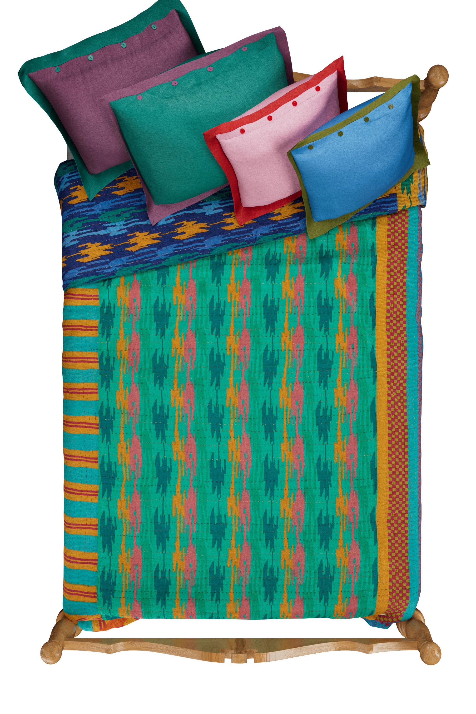 RECO PRIX : 455 // Reversible gudri 220x250 cm Three flower pervinch
