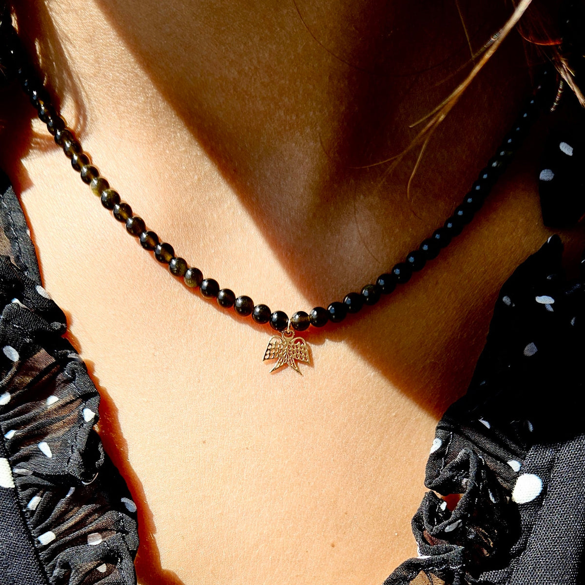 golden obsidian bead georgia necklace