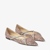 Ballerines Genevi plates en étoffe pailletée à cristaux - Rose Mix & Crystal Honey