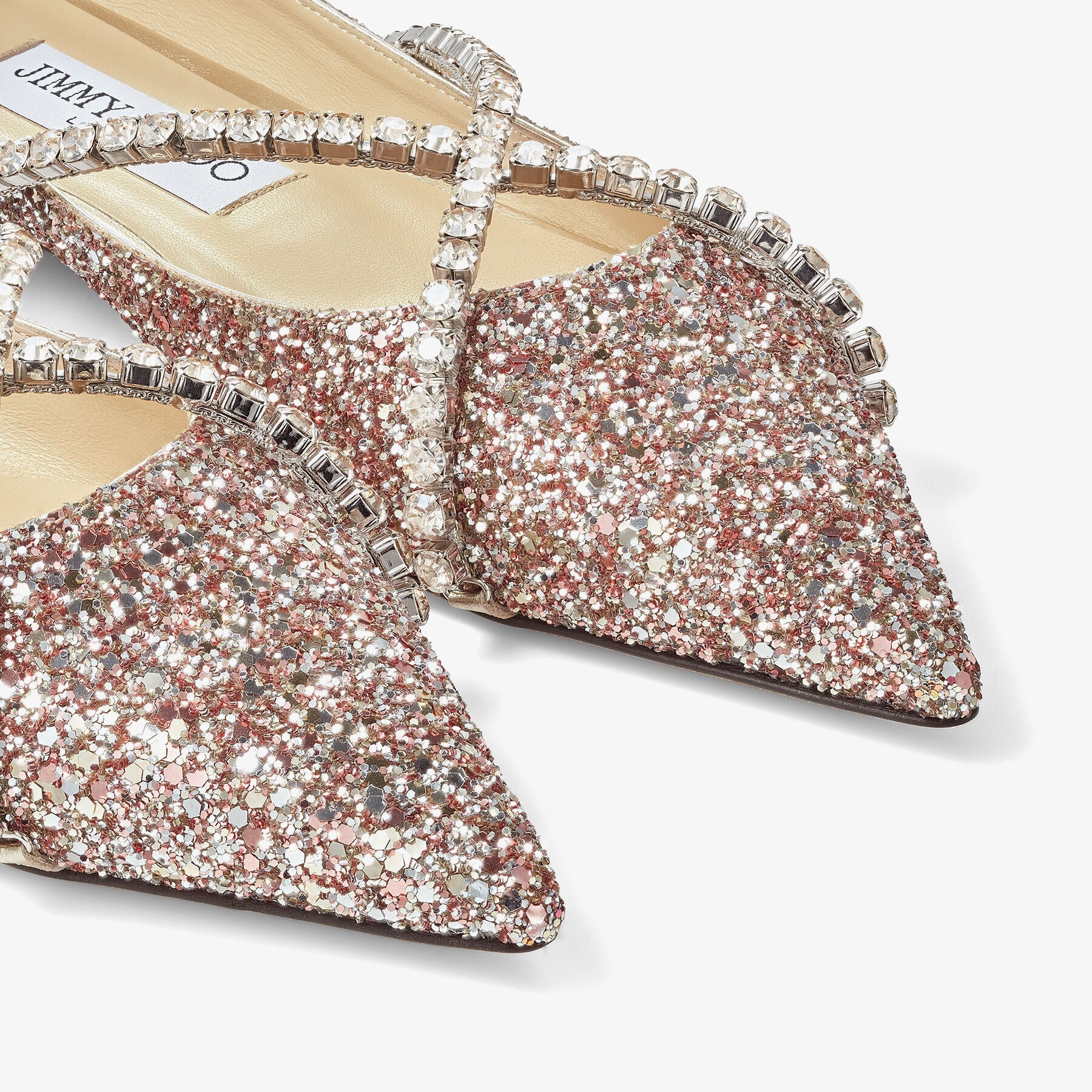 Ballerines Genevi plates en étoffe pailletée à cristaux - Rose Mix & Crystal Honey