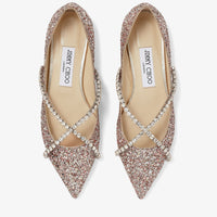 Ballerines Genevi plates en étoffe pailletée à cristaux - Rose Mix & Crystal Honey
