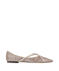 Ballerines Genevi plates en étoffe pailletée à cristaux - Rose Mix & Crystal Honey