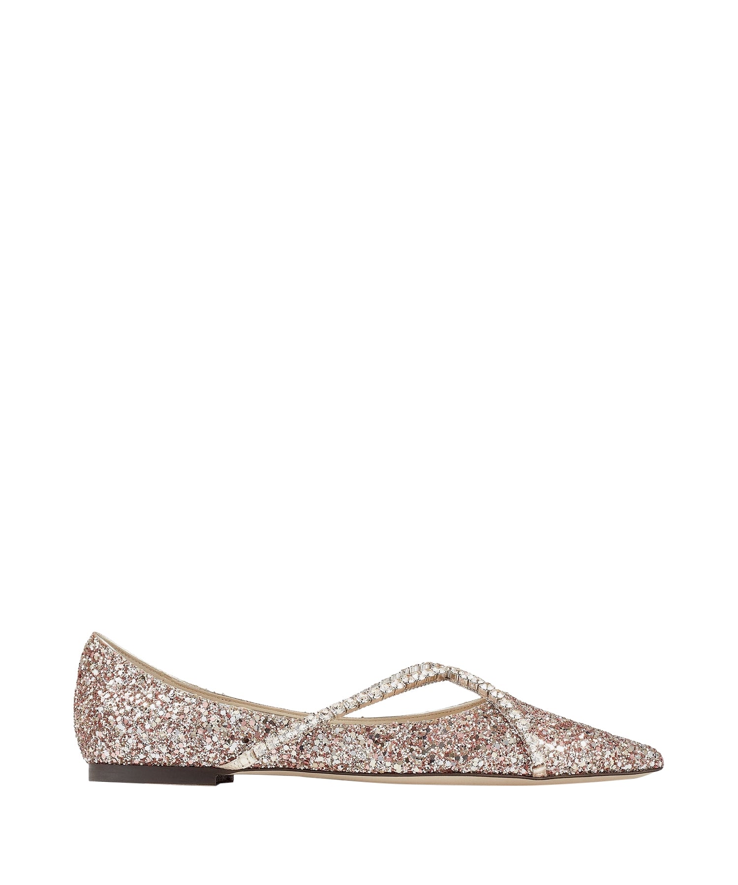 Ballerines Genevi plates en étoffe pailletée à cristaux - Rose Mix & Crystal Honey