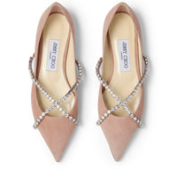 Ballerines Genevi plates en daim - Ballet Pink & Crystal