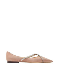 Ballerines Genevi plates en daim - Ballet Pink & Crystal