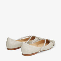 Genevi flat ballerinas in sequined fabric and crystals - Platinum Ice & Crystal