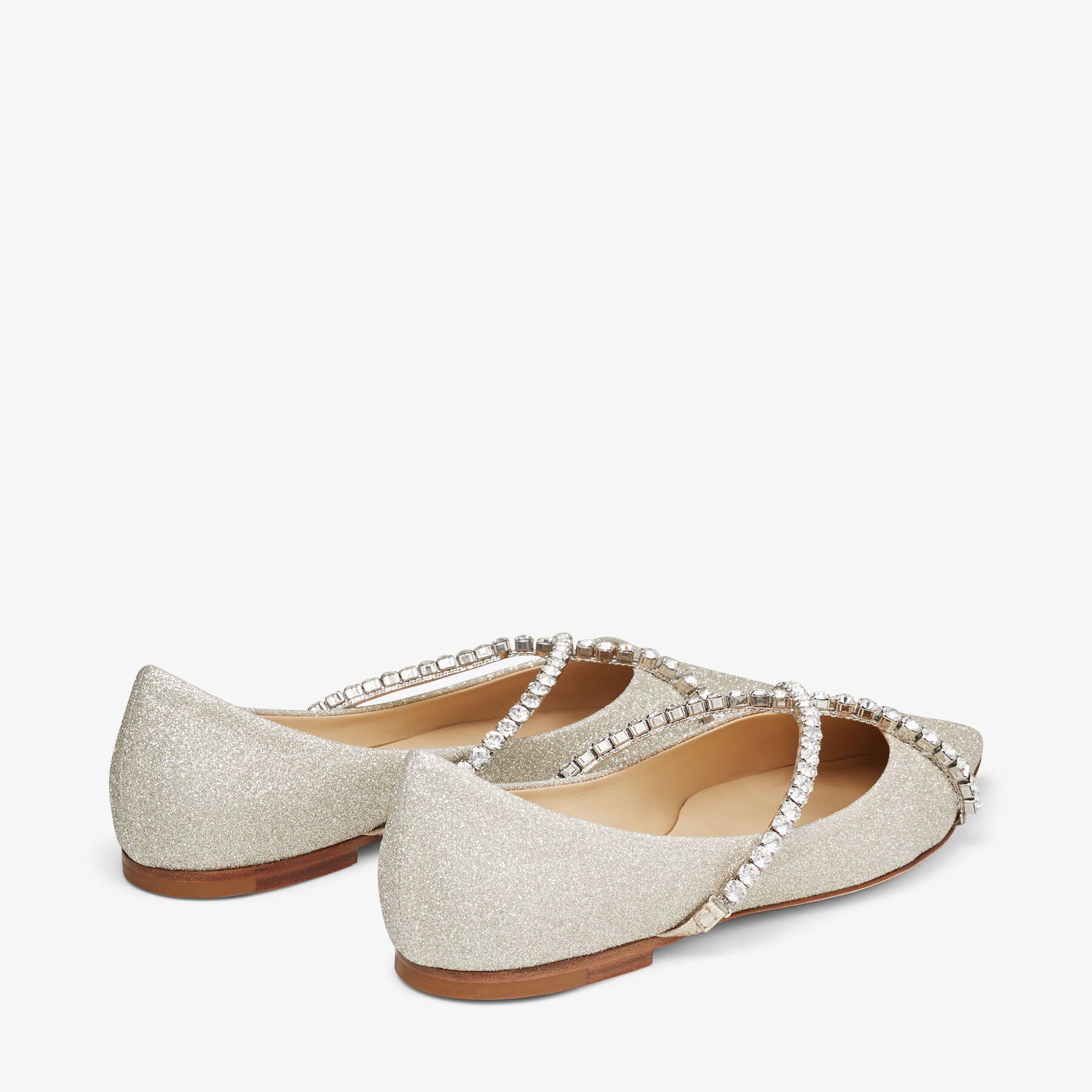 Genevi flat ballerinas in sequined fabric and crystals - Platinum Ice & Crystal