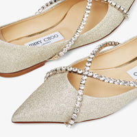 Genevi flat ballerinas in sequined fabric and crystals - Platinum Ice & Crystal