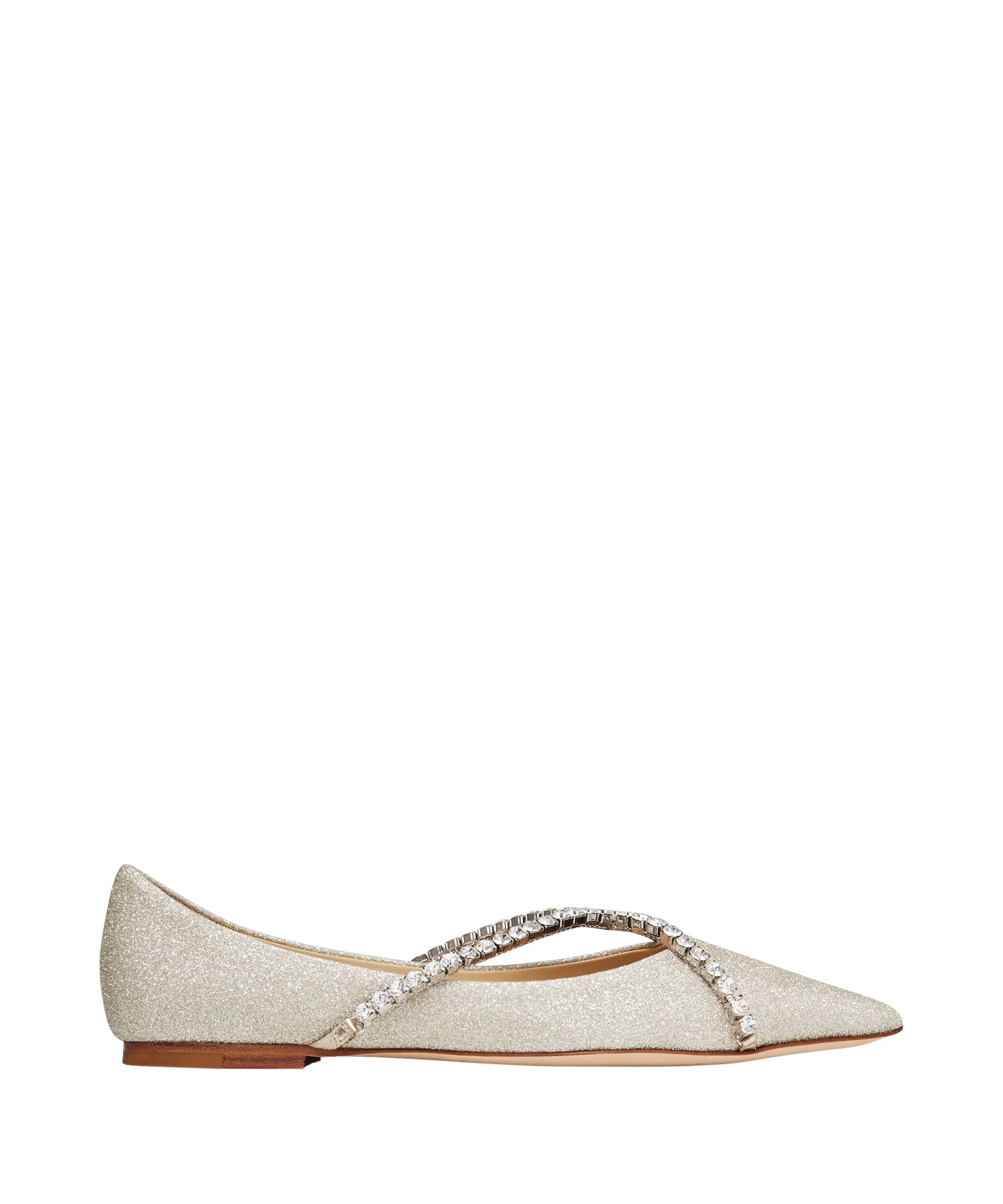 Genevi flat ballerinas in sequined fabric and crystals - Platinum Ice & Crystal