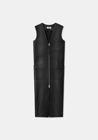 Robe Gentle à zip en cuir - Black
