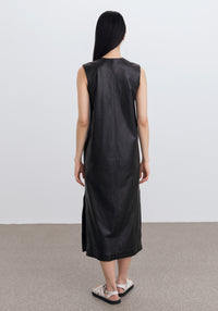 Robe Gentle à zip en cuir - Black