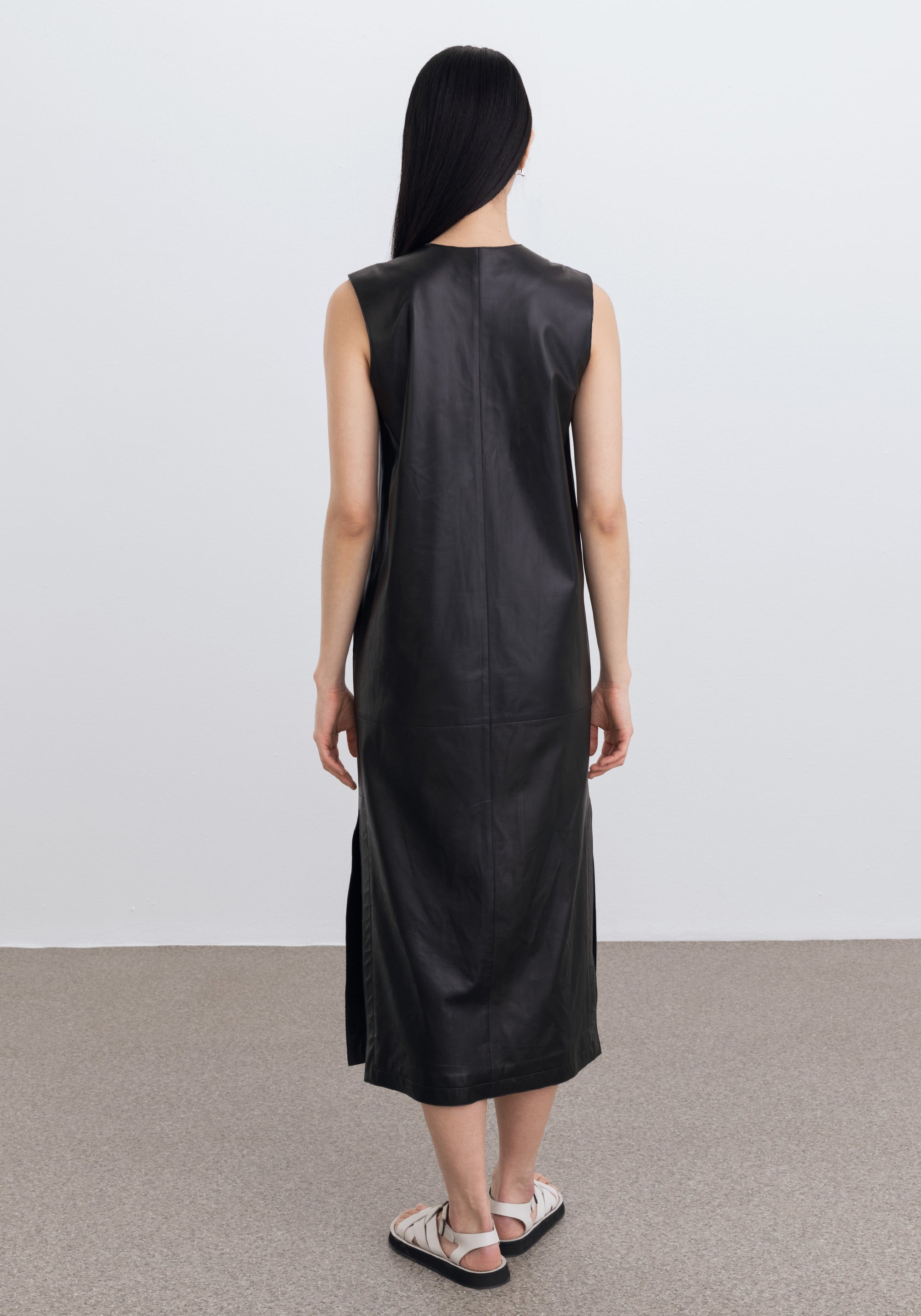Robe Gentle à zip en cuir - Black
