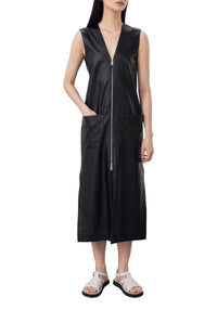 Robe Gentle à zip en cuir - Black