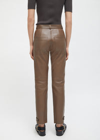 Pantalon droit Georgia en cuir - Taupe
