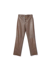Pantalon droit Georgia en cuir - Taupe