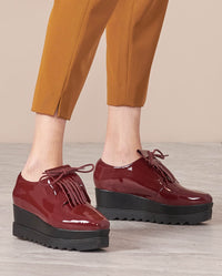 Derbies Georgio à plateforme en cuir verni - Rosewood