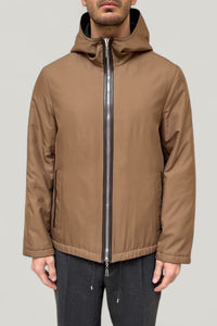 Blouson à capuche en soie - Capuccino