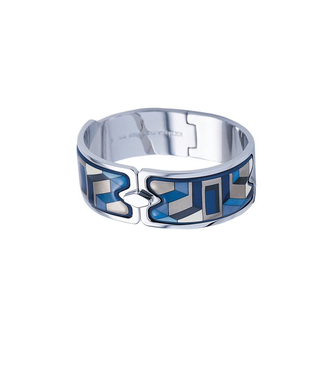 Manchette Royal en émail et plaqué au rhodium - Bleu & Argent