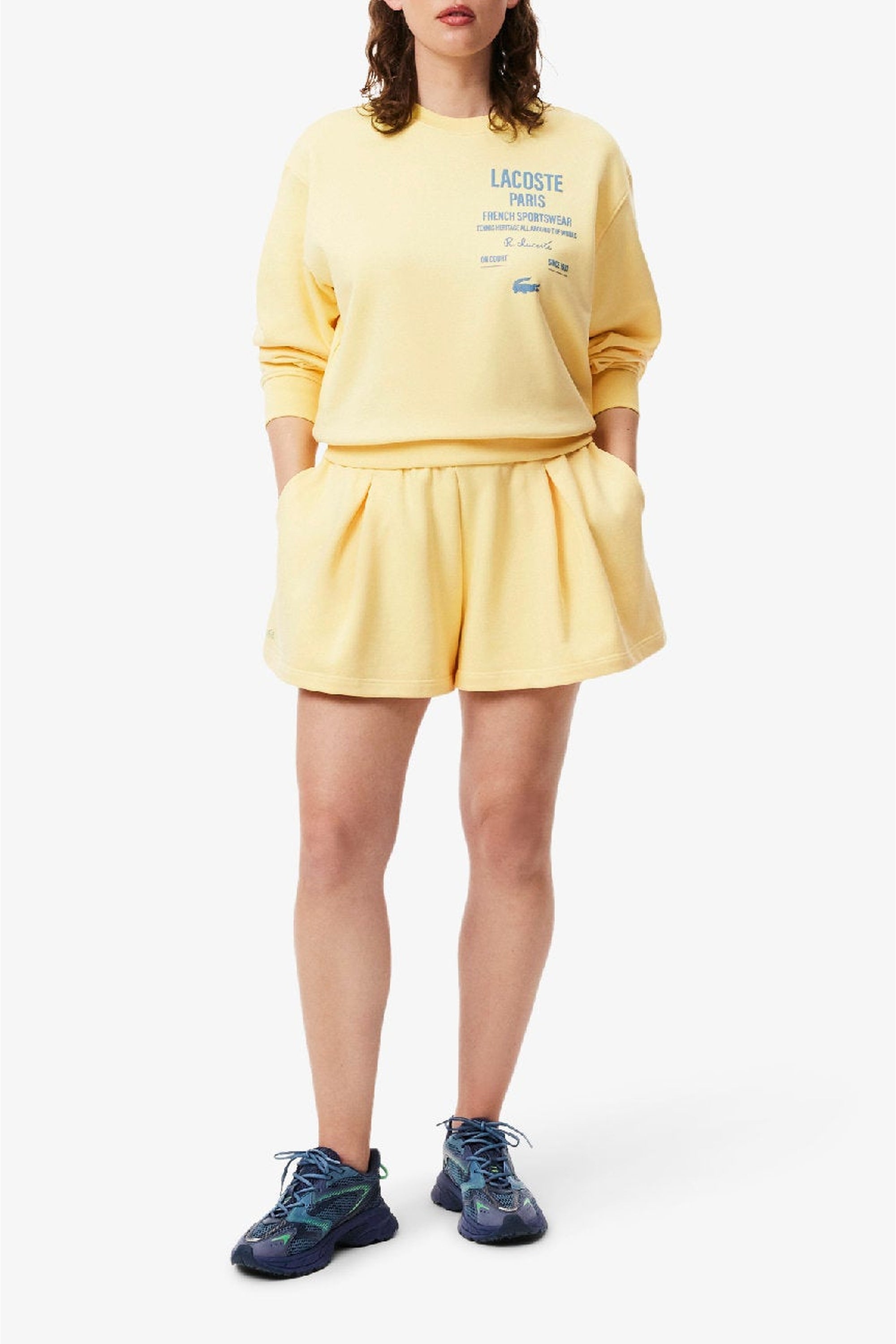 Short à plis en molleton - Jaune