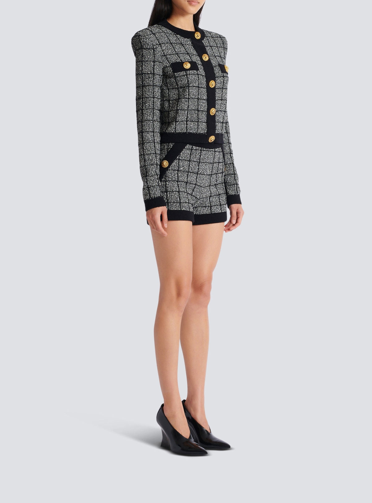 Tweed cardigan - Black & Natural