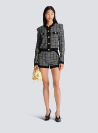 Cardigan en tweed léger - Noir & Naturel