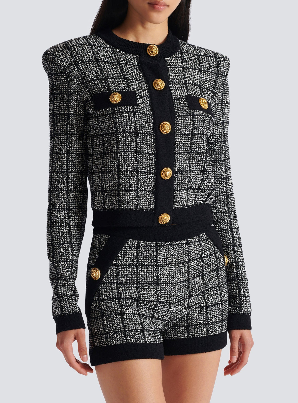 Tweed cardigan - Black & Natural