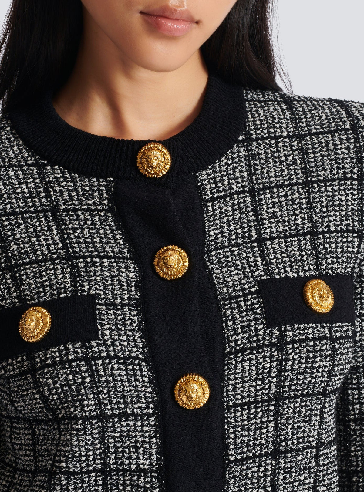 Tweed cardigan - Black & Natural