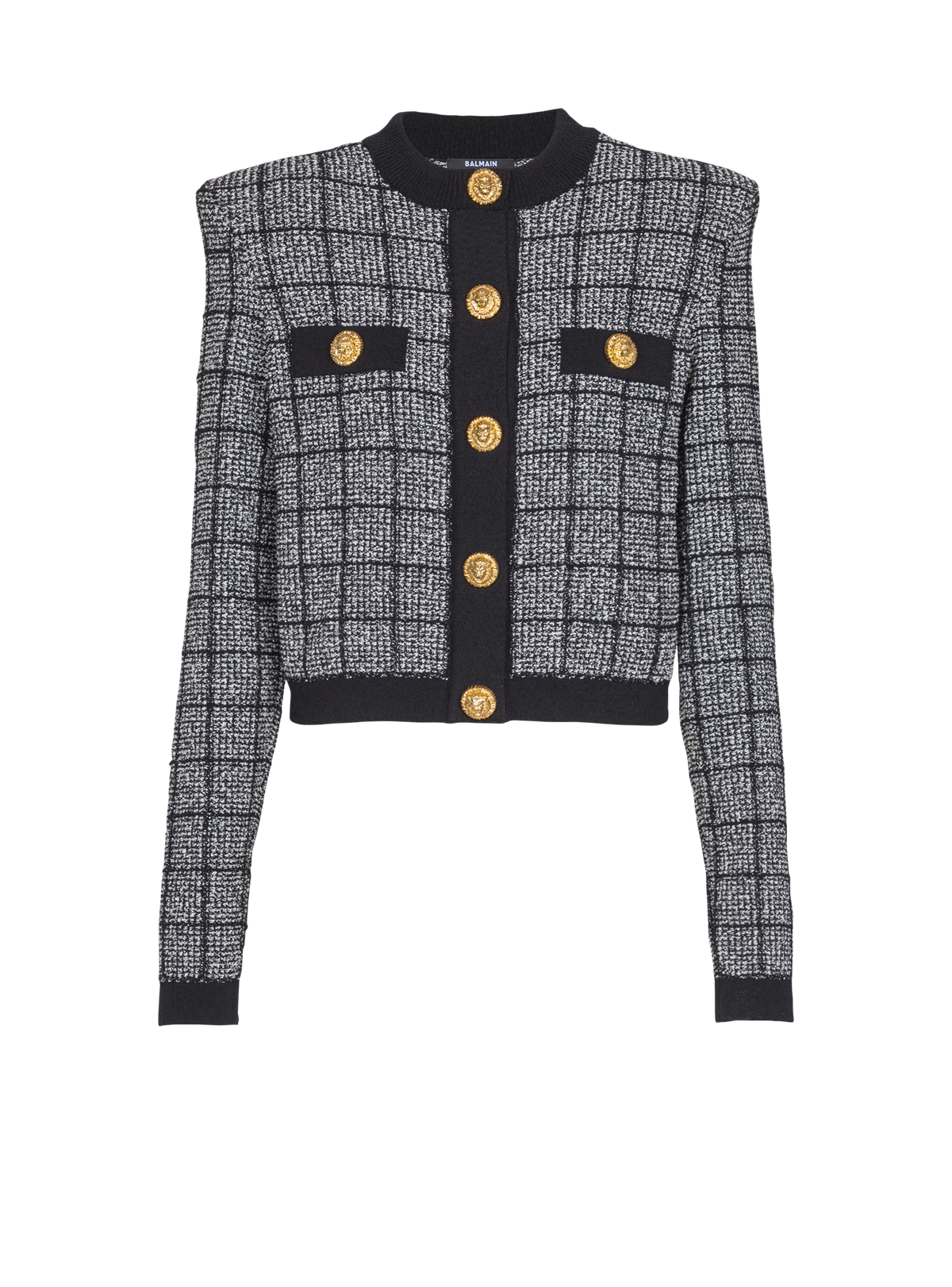 Cardigan en tweed léger - Noir & Naturel