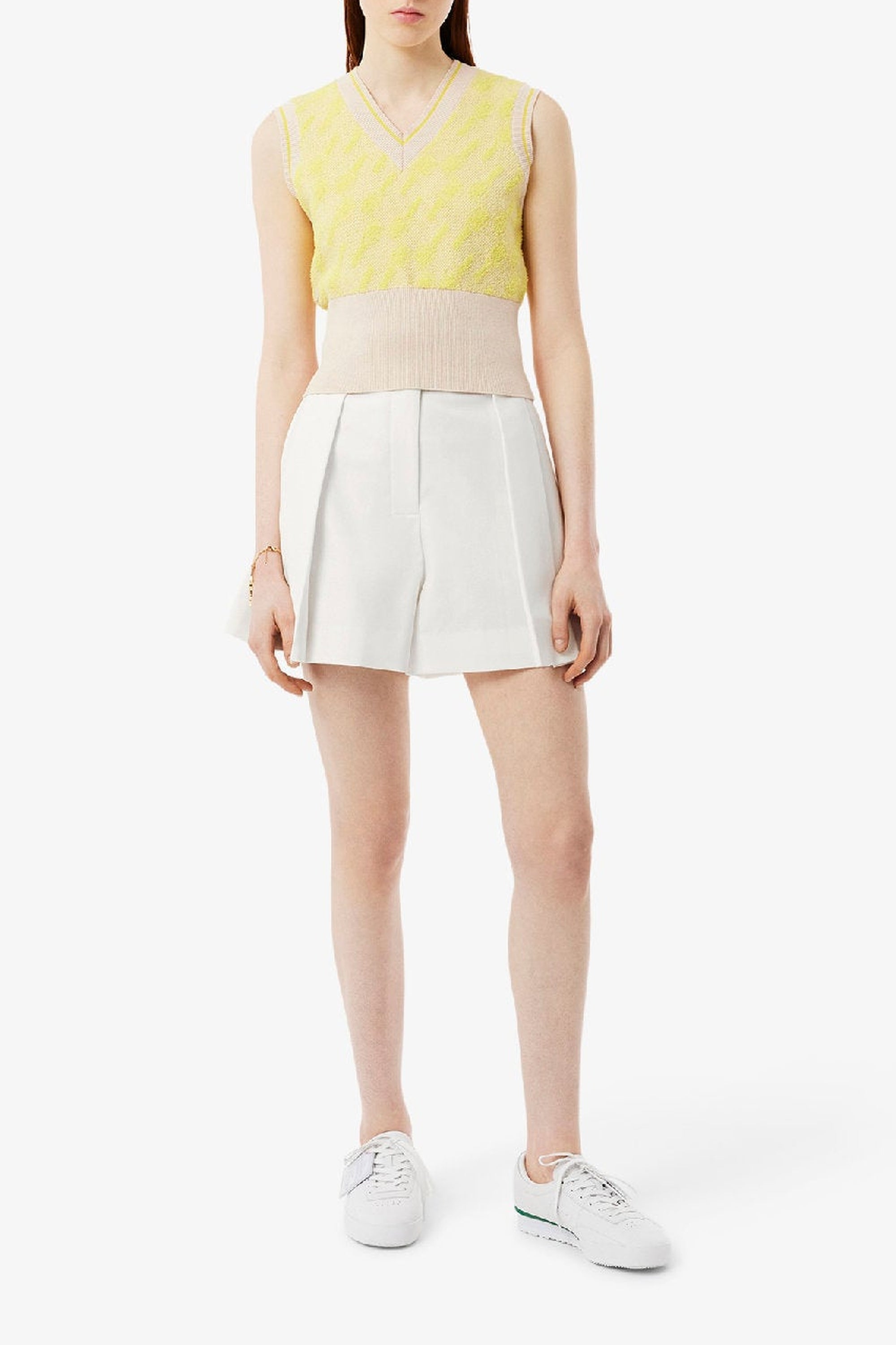 Pleated wool blend Bermuda shorts - White