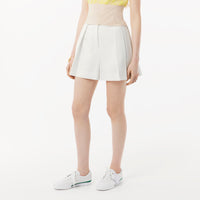 Pleated wool blend Bermuda shorts - White