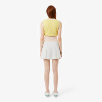 Pleated wool blend Bermuda shorts - White
