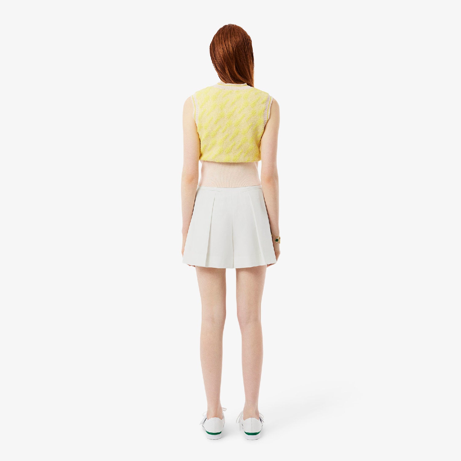 Pleated wool blend Bermuda shorts - White