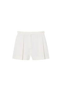 Pleated wool blend Bermuda shorts - White