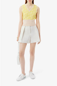 Pleated wool blend Bermuda shorts - White
