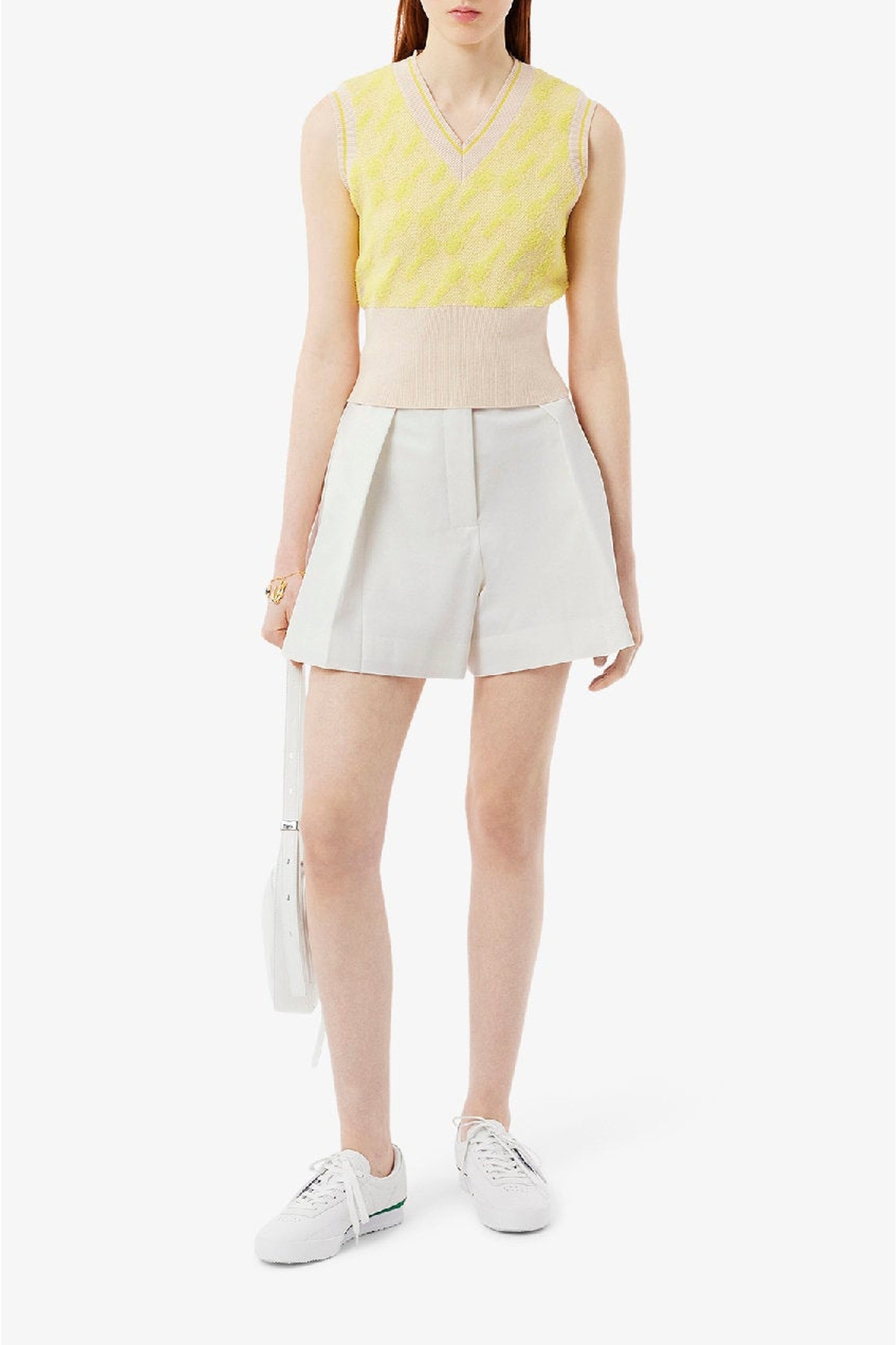 Pleated wool blend Bermuda shorts - White