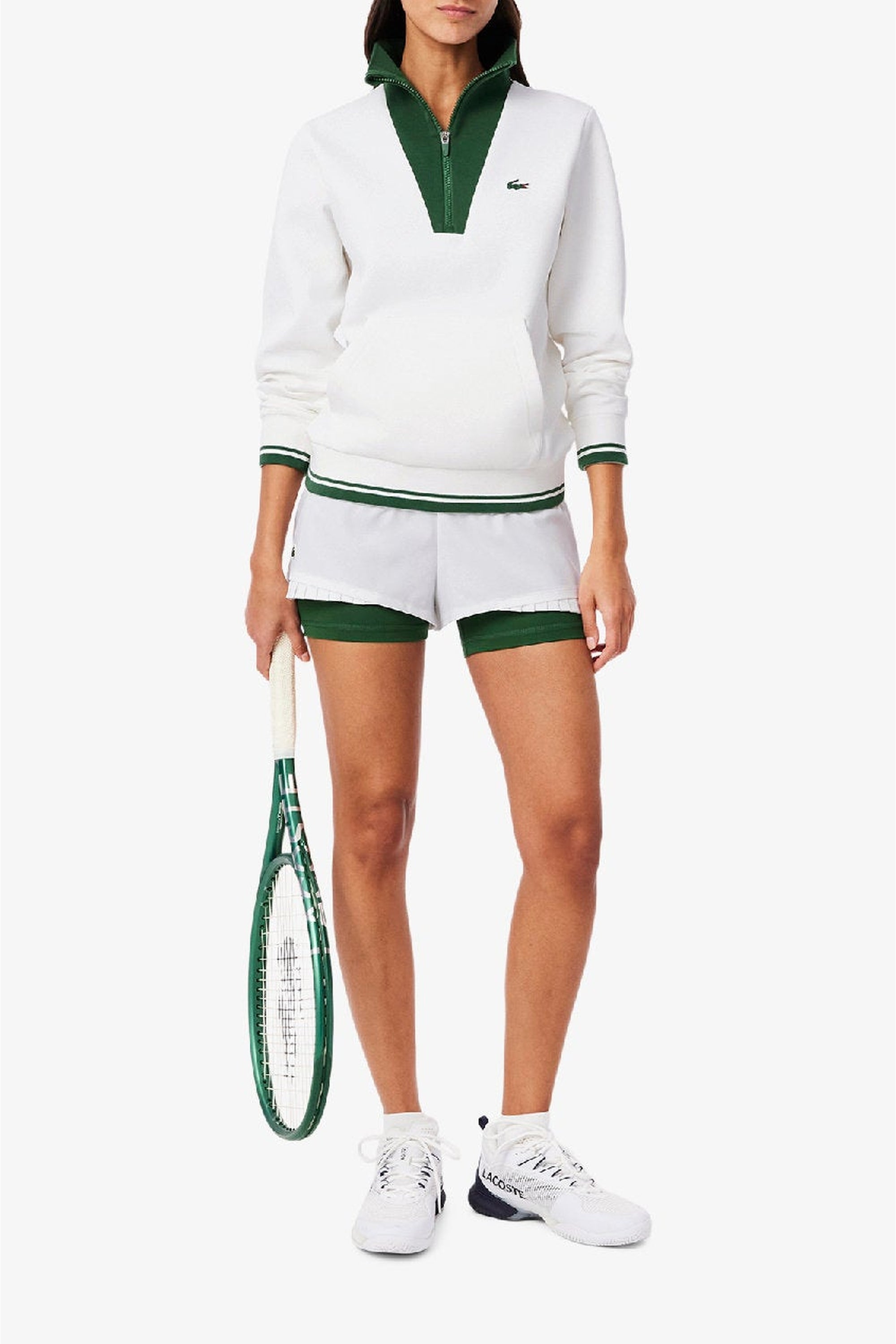 Short Tennis doublé avec logo - Blanc & Vert