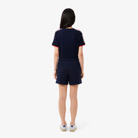 Short brodé en molleton - Marine