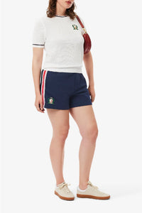 Short brodé en molleton - Marine