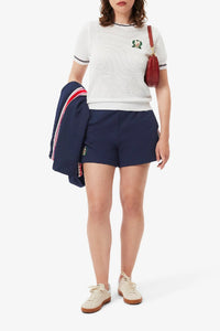Short brodé en molleton - Marine