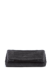 Phoebe Clutch en dark gris laine cachemire fur