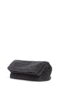 Phoebe Clutch en dark gris laine cachemire fur