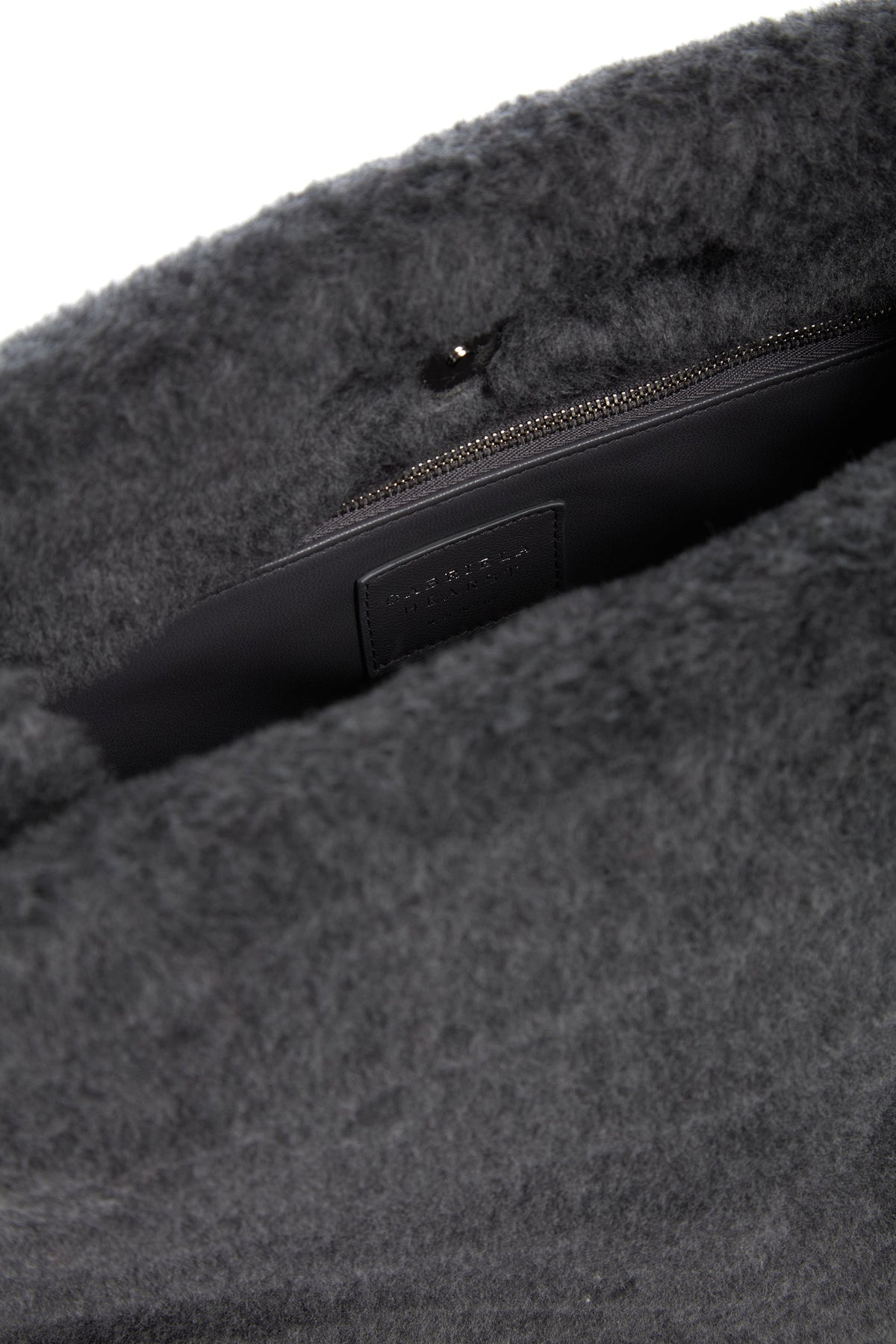 Phoebe Clutch en dark gris laine cachemire fur