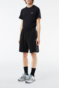 Bermuda shorts with logo fleece stripe - Black